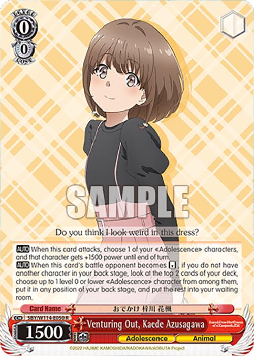 Venturing Out, Kaede Azusagawa (SBY/W114-E050 R) [Rascal Does Not Dream Series]