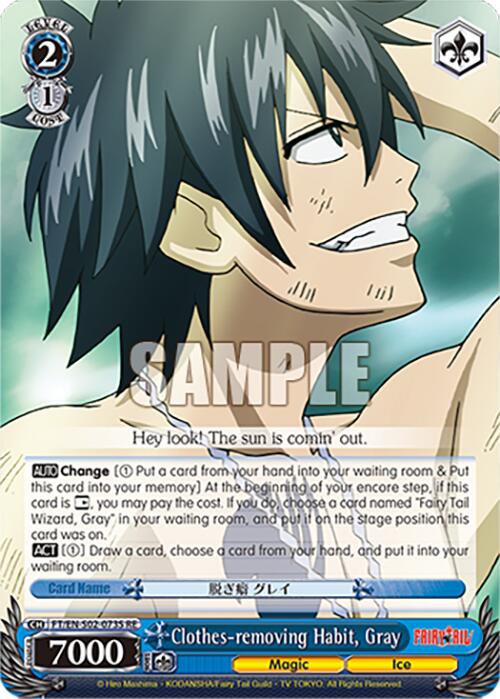 Clothes-removing Habit, Gray (FT/EN-S02-073S SR RE) [Fairy Tail Chronicle Set]