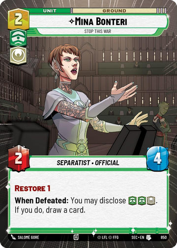 Mina Bonteri - Stop This War (Hyperspace Foil) (850) (850) [Secrets of Power]
