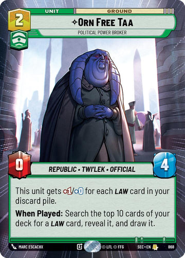 Orn Free Taa - Political Power Broker (Hyperspace Foil) (868) (868) [Secrets of Power]