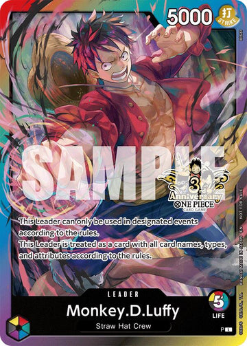 Monkey.D.Luffy (3rd Anniversary Tournament 3 Brothers Pack) [Carrying On His Will: 3rd Anniversary Tournament Cards]