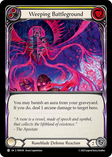 Weeping Battleground (Yellow) (Rainbow Foil) [PEN104] (Compendium of Rathe)  Rainbow Foil