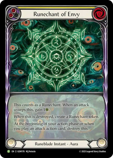 Runechant of Envy (Yellow) [GEM178-RF] (GEM Pack 5)  Rainbow Foil