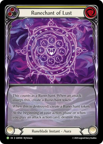Runechant of Lust (Yellow) [GEM180-RF] (GEM Pack 5)  Rainbow Foil