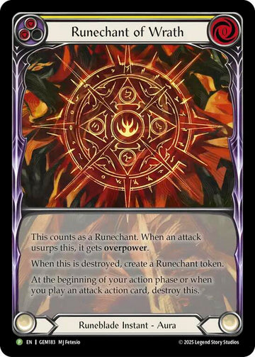 Runechant of Wrath (Yellow) [GEM183-RF] (GEM Pack 5)  Rainbow Foil
