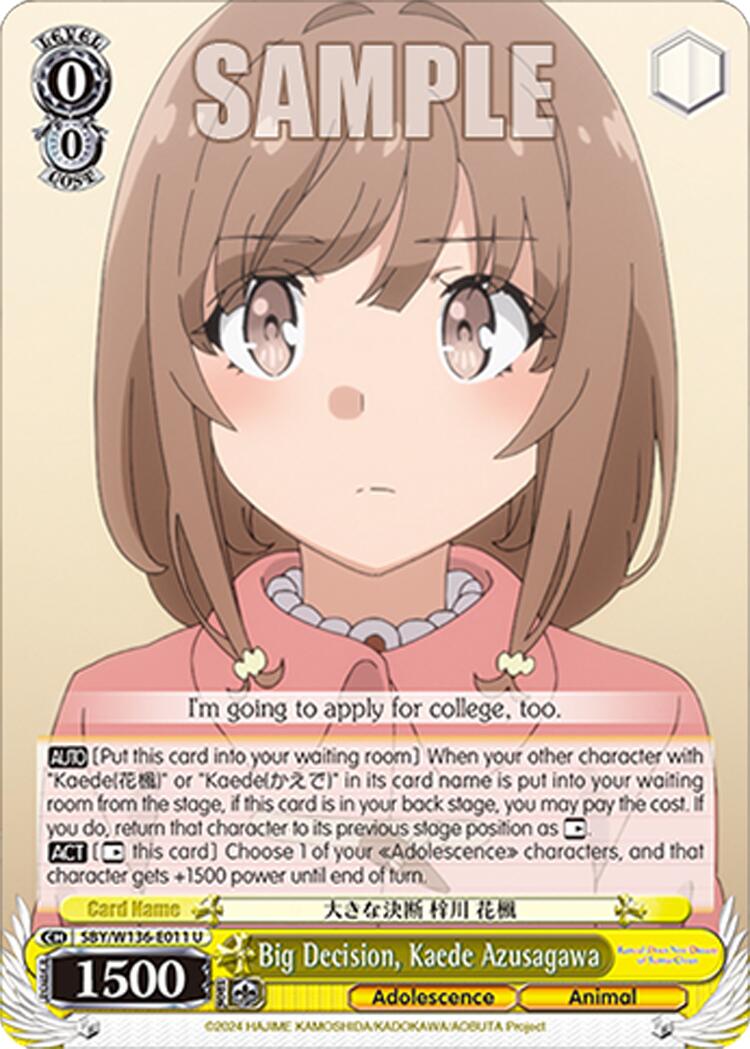 Big Decision, Kaede Azusagawa (SBY/W136-E011) [Rascal Does Not Dream of Santa Claus]