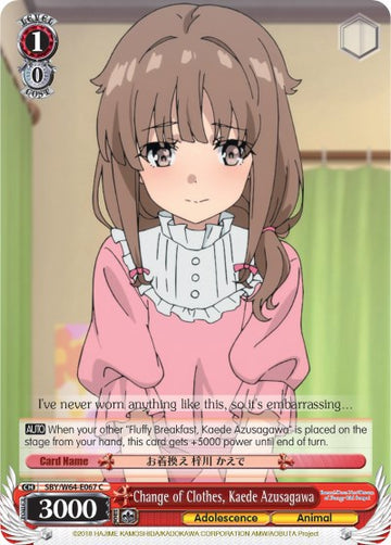 Change of Clothes, Kaede Azusagawa (SBY/W64-E067 C) [Rascal Does Not Dream of Bunny Girl Senpai]