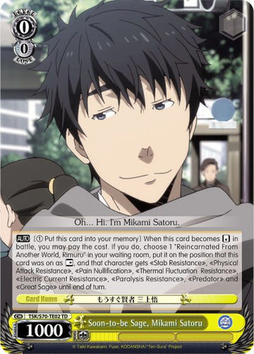 Soon-to-be Sage, Mikami Satoru (TSK/S70-TE02 TD) [That Time I Got Reincarnated as a Slime]