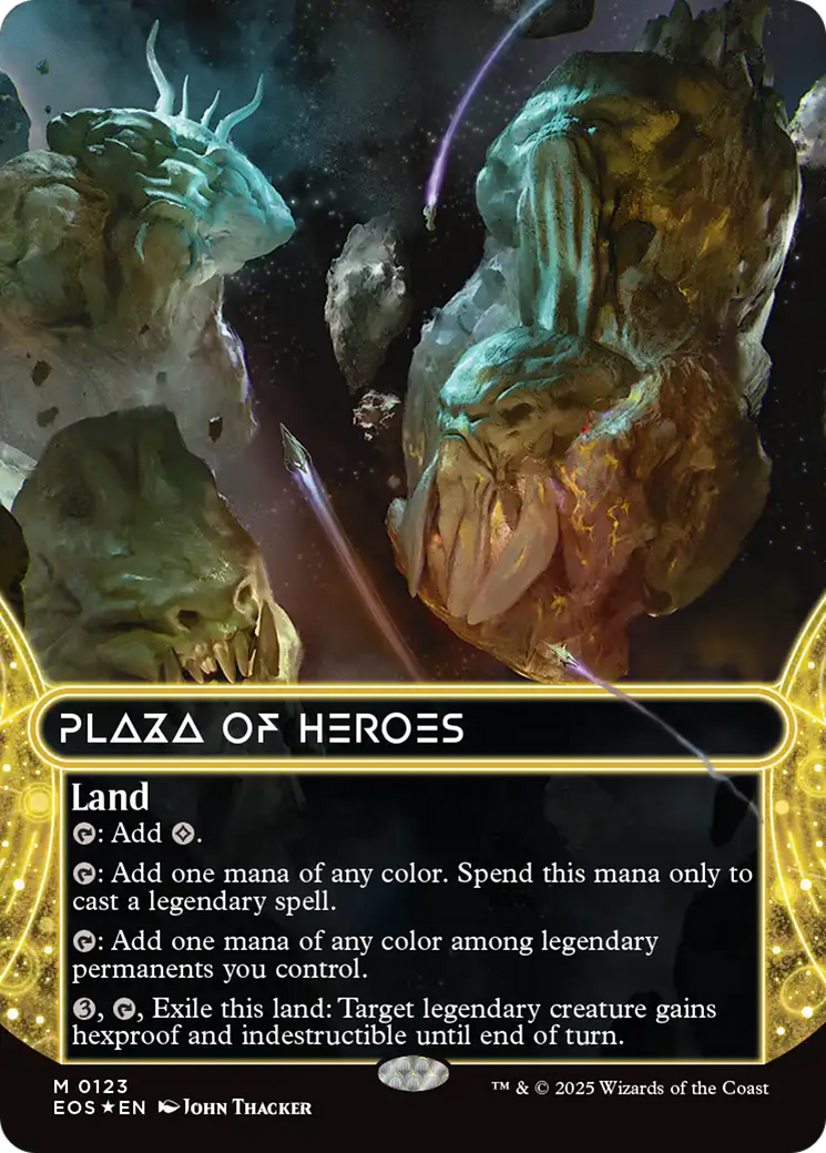 Plaza of Heroes (0123) (Borderless) (Galaxy Foil) [Edge of Eternities: Stellar Sights]