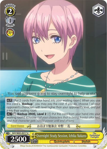 Overnight Study Session, Ichika Nakano (5HY/W83-E017 U) [The Quintessential Quintuplets]